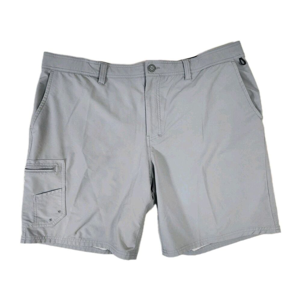 RealTree Mens XL Ohana Fishing Shorts Light Gray Quick-Dry Zip Back Pocket